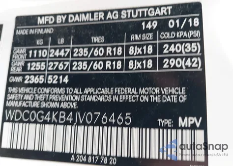 2018 Mercedes-Benz Glc 300 4Matic from USA, damaged, VIN WDC0G4KB4JV076465